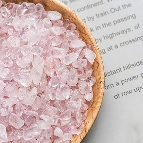 JOHOUSE Rose Quartz Crystals, 1lb Pink Crushed Rose Quartz Chips Bulk Tumbled Stones Irregular Shaped Succulent Pebbles Decorative Rocks for Aquarium Fish Tank Vase Filler DIY Crafts Indoor Plants thumbnail 8