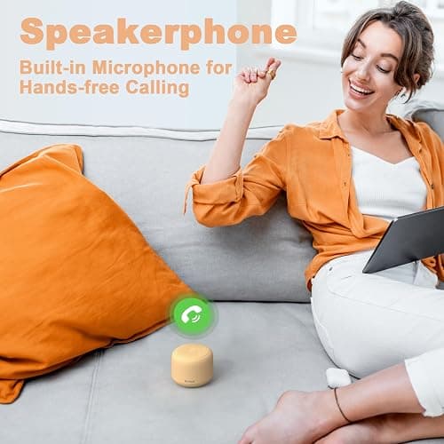 Bobtot Portable Bluetooth Speakers with Strap Easy to Carry, Wireless Waterproof Mini Speaker with Loud Stereo Sound, 20 Hours Playtime, Rechargeable Battery, Built-in Microphone, Orange thumbnail 4