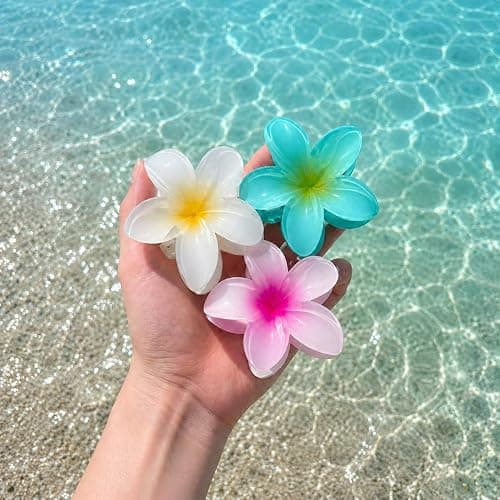 6 Pcs Flower Hair Clips for Women, Hawaiian Hibiscus Flower Claw  Clips, Summer Beach Essentials Hair Accessories thumbnail 4
