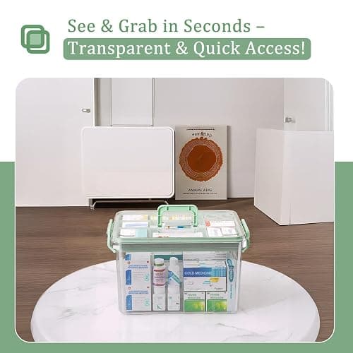 ANYPROLUS 15QT Clear Medicine Organizer Box with Handle, Plastic Medicine Container with Tray First Aid Box Empty, Thickened Medicine Storage Organizer Multipurpose Medication Organizer Storage thumbnail 6