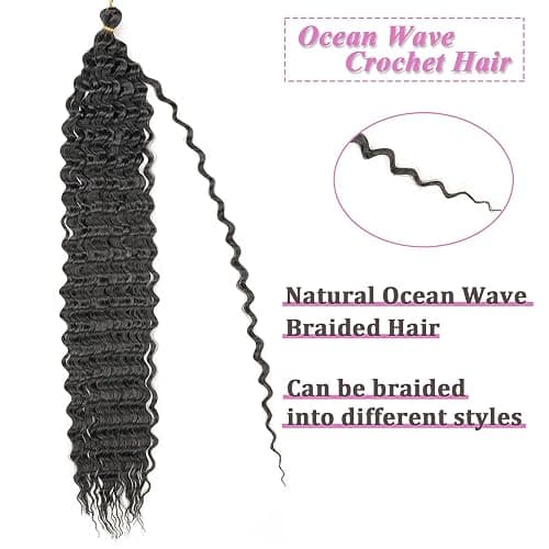 Samtress 24 Inch Ocean Wave Crochet Hair 3 Packs Long Deep Wave Crochet Hair Copper Red Curly Braiding Hair Synthetic Water Wave Bohemian Twist Crochet Braid Hair Extensions (#350) thumbnail 4