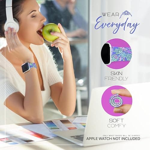 Lux Bands Smart Watch Bands for Women, Printed Silicone Watch Band, 38mm-45mm Ladies Watch Strap Compatible with Smartwatches, Sweat Resistant, For Series 11 10 9 8 7 6 5 4 3 2 1 SE thumbnail 7