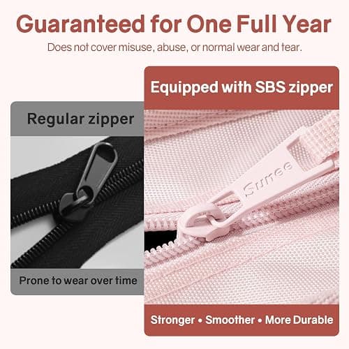 SUNEE Zippered Binder Bag with Handle, 2-Inch 3-Ring O-Ring, 500-Sheet Capacity, Includes Zip Pocket, 5-Tab Expanding File Folder, Multi-Pocket Organizer Binder for Middle School, Pink Lotus thumbnail 6