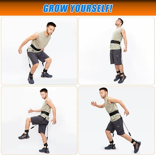 AA deLuxe | Jump Dunk Vertical Leg Bands Trainer for Basketball, Football, Volleyball, and Strength Training. Tester Exercise Plyometric Jumptrainer Equipment. With high Resistance for higher Jumping. thumbnail 6