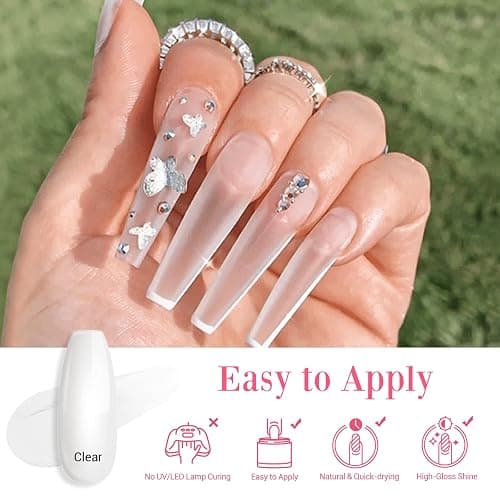 AZUREBEAUTY Nail Repair Kit Transparent Crystal for Broken Cracked Split Weak Nails, Ideal Solution Emergency Easy Quick Fix Dip Powder 28 g 1 Oz Quick-Drying Repair Glue 10 ml Nail File Nail Buffer thumbnail 4