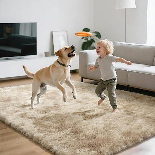 Shag Area Rugs for Bedroom Living Room,6X9 Ultra Soft Fluffy Area Rugs for Dorm, Indoor Carpet Nursery Rugs for Kids Room Home Decor,Camel thumbnail 7