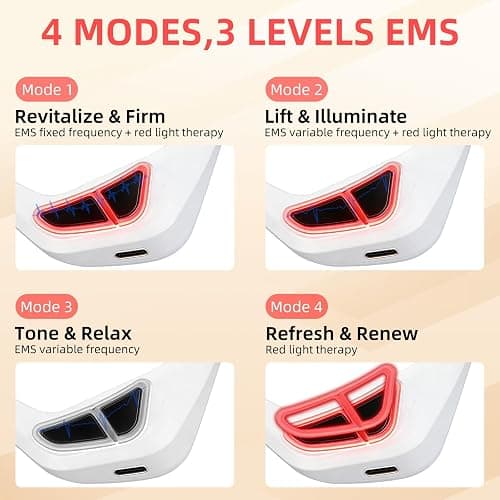 Unter-Augen Rotlichttherapie Brille, Augenmassagegerät mit 3 Einstellbar Mikrostrom, 4 Modi, Rote Lichttherapie-Brille zur Erleichterung der Augenbelastung, Beseitigung dunkler Augenringe thumbnail 3