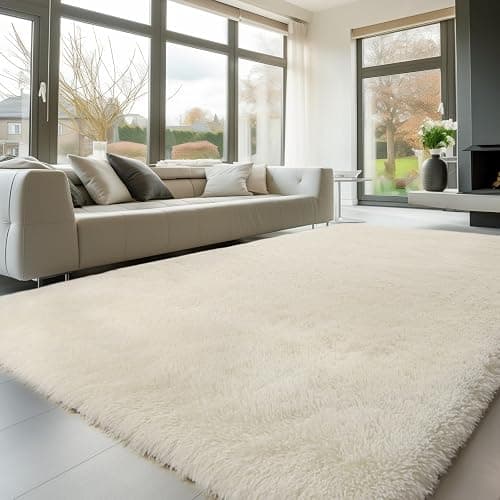 Sour Lemon Area Rugs 8x10 Living Room, Cream Large Area Rug Shag Shaggy Carpet Soft Plush Furry Bedside Rugs, Machine Washable Area Rugs for Bedroom Kids Girls Boys Home Decor Anti Slip thumbnail 8