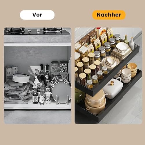 KASTEWILL Teleskopschublade, Ausziehbare Schublade Küche, Küchenschrank Organizer, Schwarz, 31-52 cm B x 43 cm T x 7.5 cm H thumbnail 6