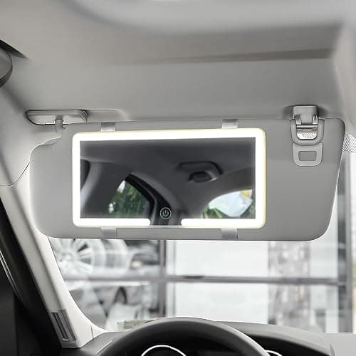 Car Vanity Mirror, Sun Visor Rechargeable LED Car Mirror, 3Modes & 60LEDs, Touch Control Dimmable, White thumbnail 5