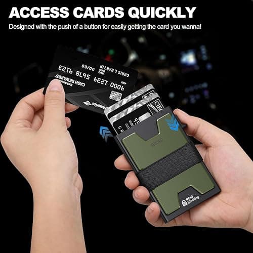 SEMORID Slim Wallet for Men, RFID Blocking Mens Wallets, Minimalist Pop Up Men's Credit Card Holder, Sturdy Metal Card Case with Cash Strap - 12+ Cards Capacity thumbnail 4
