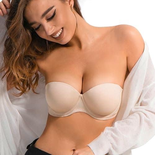 Plusexy Women's Push Up Strapless Bra Thick Padded Underwire Convertible Multiway Bras thumbnail 5