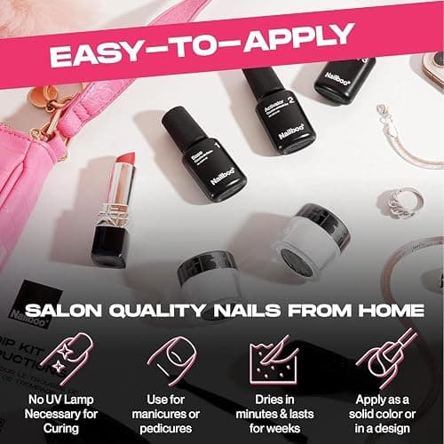 Nailboo Dip Powder Nail Kit – Includes 3 Custom Made Dip Powders, Gel Base Coat, Activator, Top Coat, Pro Tools for Salon-Quality Nails, No UV Light Needed, Multi-Color, 0.8oz Each thumbnail 4