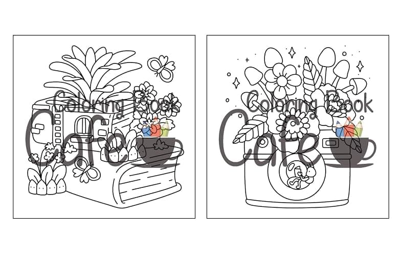 Tiny Gardens: Cute & Comfy Coloring Book for Adults and Teens Featuring Adorable Garden Scenes thumbnail 6