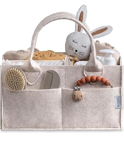 PUTSKA Baby Diaper Caddy Organizer - Nursery Storage Basket for Diaper Station, Baby Basket Shower Gift List and Registry Must-Have, Newborn Essentials, Nursery Decor for Boy or Girl - Mocha, Large - Large - Mocha