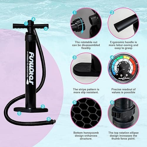 FunWater Inflatable Stand Up Paddle Board with Premium SUP Paddleboard Accessories, Wide Stable Anti-Slip EVA Deck, Paddle Boards for Adults & Youth of All Skill Levels - Pink thumbnail 6