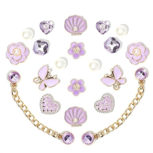 20pcs Bling Gems Plastic Butterfly Flower Sparkling Rhinestones Pearl DIY Shoe Decoration Charms for Women's Party Favor - Image 1