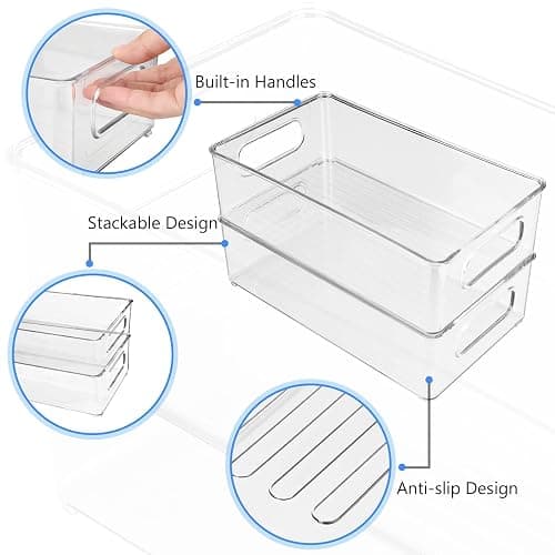 Diwoker Boite de Rangement Frigo Transparent, Empilable Organisateur Frigo pour Le Réfrigérateur, la Cuisine, Le Garde-Manger, Les Armoires et Les Comptoirs (9 Pièces) thumbnail 6