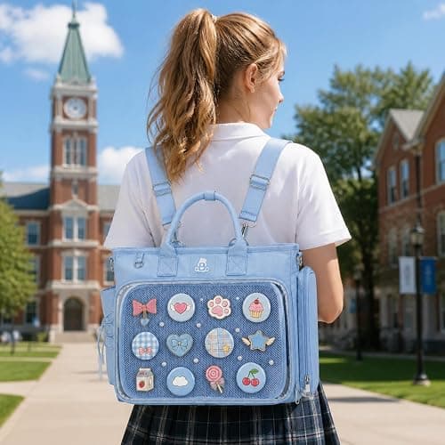 SXS LACONIC Ita Backpack Pin Display Large Ita Bag, Cute Crossbody Bag with Transparent Window for Anime Fans(No Pins) thumbnail 2