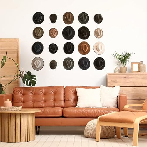 Ahahute 3.0 Inch Wall Hat Hooks (8 Pack) – Strong Adhesive Cowboy Hat Rack with Anti-Slip Teeth, Multi-Purpose Hook for Keys & Accessories, Minimalist Hat Organizer, Western Room Décor – Black thumbnail 2