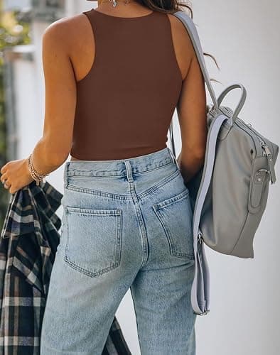 REORIA Women’s Sexy Sleeveless Racer Back Tank Tops Halter Neck Crop Tops thumbnail 3