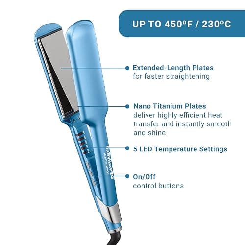 BabylissPRO Nano Titanium Ultra-Sleek Hair Straightener, Flat Iron for All Hair Types thumbnail 2