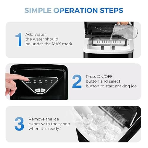 Ice Makers Countertop, Self-Cleaning Function, Portable Electric Ice Cube Maker Machine, 9 Pellet Ice Ready in 6 Mins, 26lbs 24Hrs with Ice Bags and Scoop Basket for Home Bar Camping RV(Black) - Bullet Ice - 26lbs - Black(Limited Edition) - 1 thumbnail 5