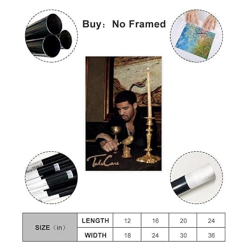 EUNHNXSK Take Care Drake Canvas Poster Wall Art Decor Print Picture Paintings for Living Room Bedroom Decoration Unframe：08x12inch(20x30cm) thumbnail 2