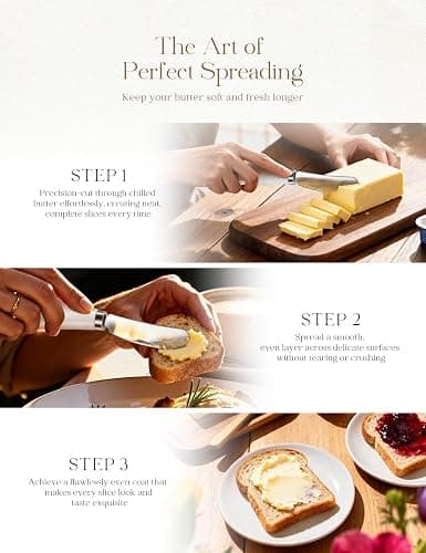 AISBUGUR 2 Pack Stainless Steel Butter Spreader Knife, Butter Knife with White Porcelain Handle, Cheese Butter Spreader Knives for Kitchen thumbnail 6
