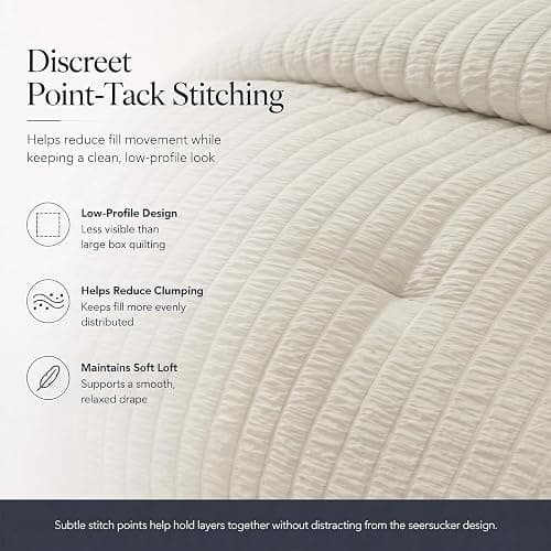 CozyLux King Size Comforter Set, 7 Pieces Oatmeal Seersucker Bed in a Bag | OEKO-TEX Certified, All Season Bedding Set with 240 GSM Down Alternative Comforter, Flat & Fitted Sheets, Pillowcases & Shams thumbnail 4