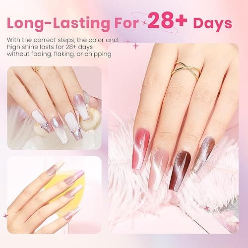 SUPWEE Crystal Cat Eye Gel Nail Polish 12 Colors with Magnetic Stick, Cat Eye Magnetic Nail Polish, Gel Polish, Salon DIY Home Gift for Women thumbnail 4