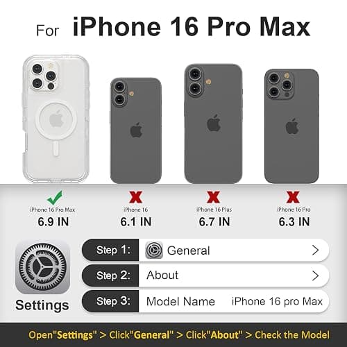 Follaroma for iPhone 16 Pro Max Case, Compatible with MagSafe, Heavy Duty Shockproof Protection Phone Cases, Anti-Drop, Dual Layer Transparent Magnetic Phone Case for iPhone 16 Pro Max, 6.9", Clear thumbnail 2
