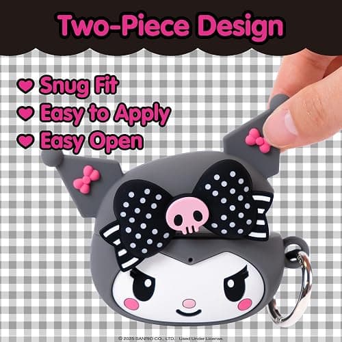 iFace My Melody 50th and Kuromi 20th Anniversary Case [ Compatible with AirPods 4 ] Cute Silicone Protective Cover [Carabiner Included] [Wireless Charging Capatible] - Kuromi 20th Anniversary thumbnail 5