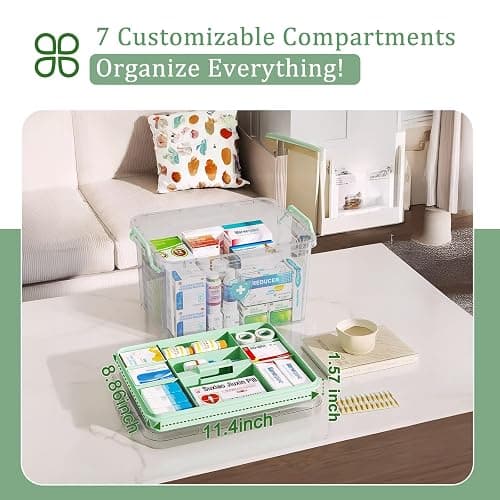 ANYPROLUS 15QT Clear Medicine Organizer Box with Handle, Plastic Medicine Container with Tray First Aid Box Empty, Thickened Medicine Storage Organizer Multipurpose Medication Organizer Storage thumbnail 3