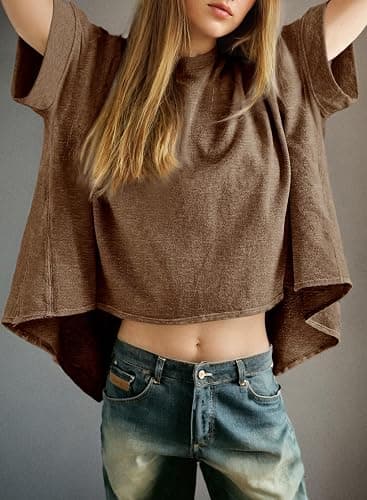 Dokotoo Summer Shirts 2025 Womens Solid T Shirts for Women Loose Oversized Tops Basic Tee thumbnail 3