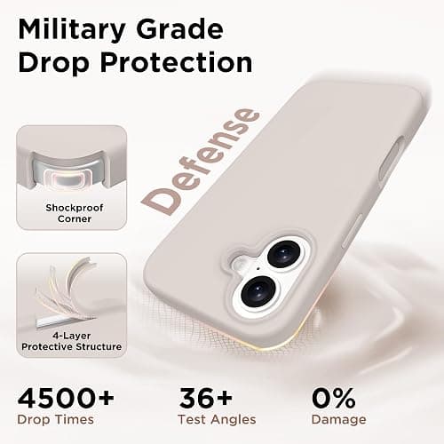 GolbinBox Magnetic for iPhone 17 Case, Compatible with MagSafe, Screen Protector + Camera Lens Protector, Liquid Silicone Shockproof Phone Cover with Anti-Scratch Microfiber Lining, Stone thumbnail 5