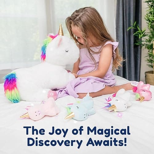 PixieCrush Unicorn Stuffed Animals for Girls, Set of 5 - Mommy with Babies - Magical Giant Stuffed Animal - Enchanting Unicorn with Babies Set - Plush Animals for Kids thumbnail 3