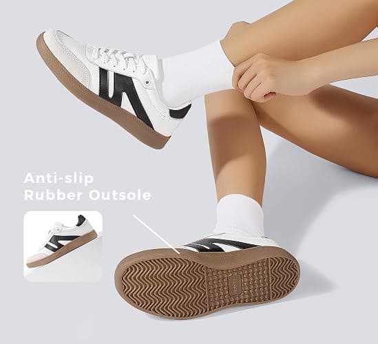 LUCKY STEP Women Classic Retro Gum Sole Fashion Sneakers Casual Tennis Skate Shoe Genuine Leather Walking Footwear Anti Slip Trainers thumbnail 5