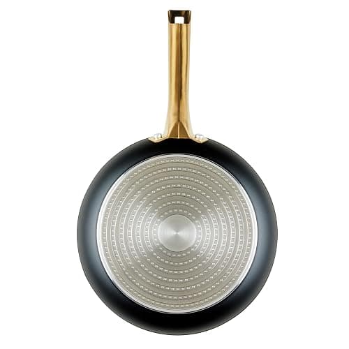 Farberware Forged Induction Ceramic Nonstick Pots and Pans Set with Lids and Kitchen Cooking Tools - Dishwasher Safe, Suitable for All Stovetops, 12 Piece Cookware Set - Black and Gold thumbnail 15