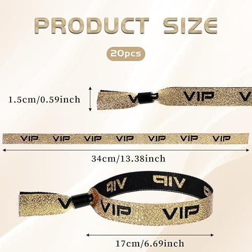 JJUNW 20 Stück VIP Stoff-Armbänder, Glitzer Eintrittsbänder mit VIP, Einlassbänder Eintrittsarmbänder, Partybänder VIP Identifikationsarmbänder für Events Konzert Festival Geburtstag Hochzeit thumbnail 2
