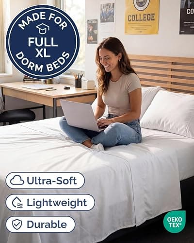 Full XL Bed Sheet - 4 Piece Full XL Bed Sheets Set - Ultra-Soft, Comfy, Breathable & Cooling - Hotel Luxury Bedding for Women & Men with Deep Pockets - Wrinkle Free & Fade Resistant - Oeko-Tex - White thumbnail 2