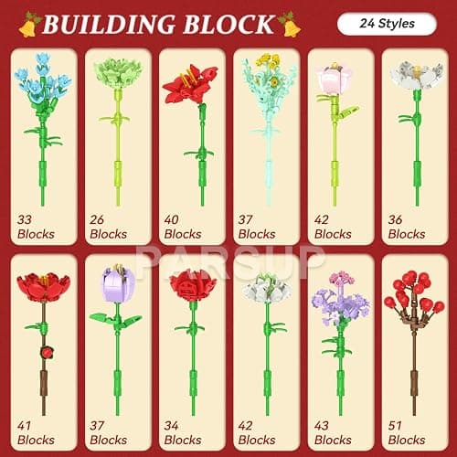 Christmas Advent Calendar 2025, Flower Building Blocks, 24 Days Countdown Calendar Toys, Building Brick Toys Party Favors, Xmas Gifts thumbnail 3