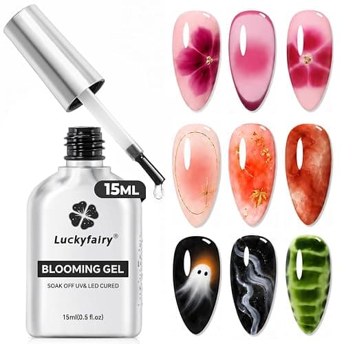Luckyfairy Blooming Gel Nail Polish 15ml Clear Gel Nail Art for Aura Nails | Spreading Color Effects Uv Nail Art for Marble Watercolor Floral Print, Nail Blooming Gel, Summer Nail Art Designs Magic Gift - Image 1