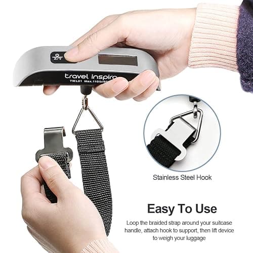 travel inspira Luggage Scale, Portable Digital Hanging Baggage Scale for Travel, Suitcase Weight Scale with Rubber Paint, 110 Pounds, Battery Included thumbnail 6