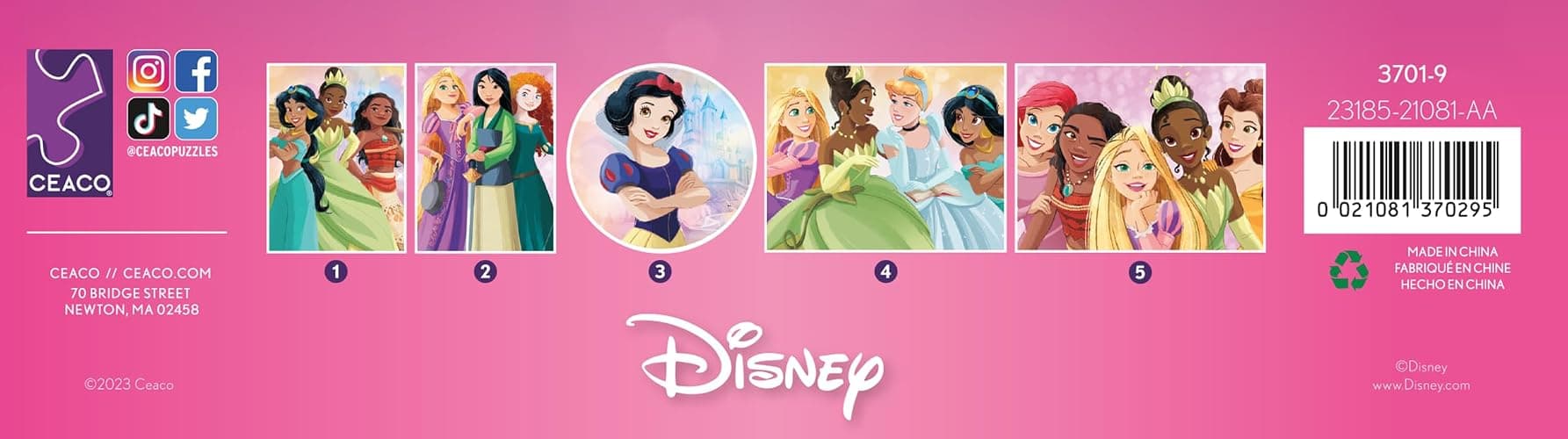 Ceaco - Disney Princess Collection - 5 Pack, 300-750 Piece Jigsaw Puzzles | Official Art, Made in USA, Recycled Board, Finished Size 21 x 15 in, Includes Poster, Frameable Art, Giftable thumbnail 10