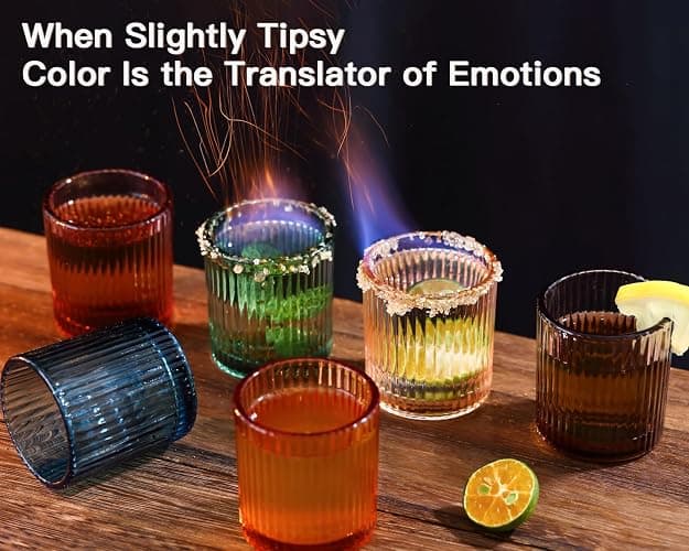 JOVGANK Mini Colored Shot Glasses Set of 6 – 1.5oz Small Vintage Ribbed Glassware, 80s Style Party Cups for Tequila, Whiskey, Cocktails – Mother's Day Gift and Father's Day Gift for Bar thumbnail 5