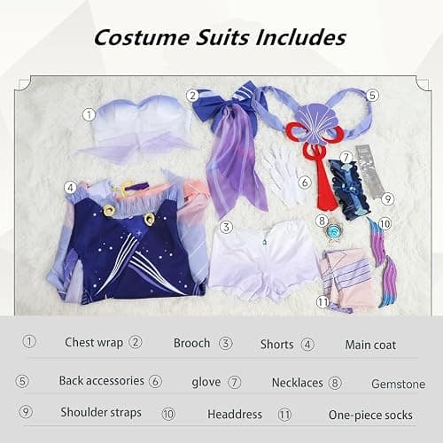 iCosjogo Women Halloween Party Dress for Genshin Impact Cosplay Costume Comic Anime Game Role Play Outfit - X-Small - Sangonomiya Kokomi thumbnail 5
