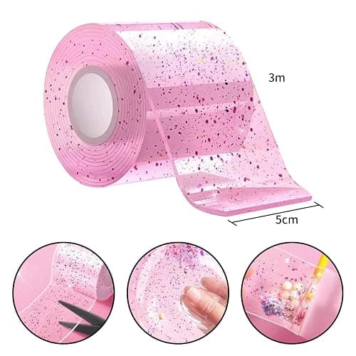 Lezevn 3 Rolls Sequined Nano Tape Double Sided Adhesive Tape Transparent Nano Tape Removable Washable Gel Tape for Kids DIY thumbnail 2