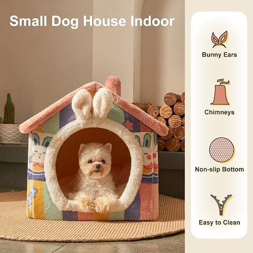 Facailaifu Dog&Cat House Dog&Cat Bed with Cover Cave with Non-Slip Bottom. (Rainbow, Large) thumbnail 4