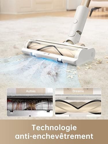 dreame R10 Aspirateur Balai sans Fil, Aspiration puissante de 120AW, Autonomie de 60 Min, Filtration avancée, Brosse Multi-Surfaces avec éclairage LED Idéal pour ménage, Poils d'animaux et Tapis thumbnail 4
